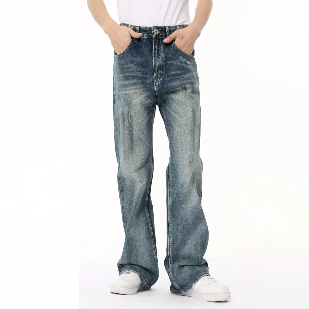 Elevate Your Summer Wardrobe with Our Vintage Distressed Tonal Wash Boot Cut Denim Jeans for Men