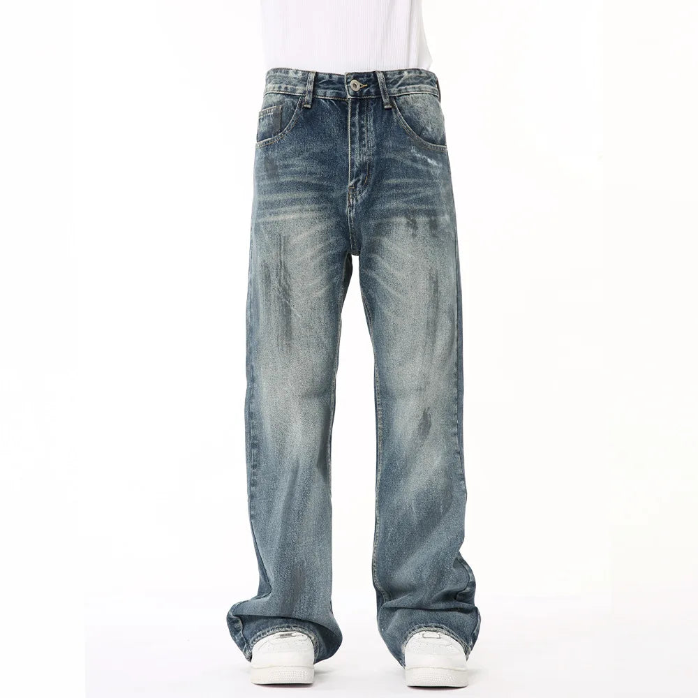 Elevate Your Summer Wardrobe with Our Vintage Distressed Tonal Wash Boot Cut Denim Jeans for Men