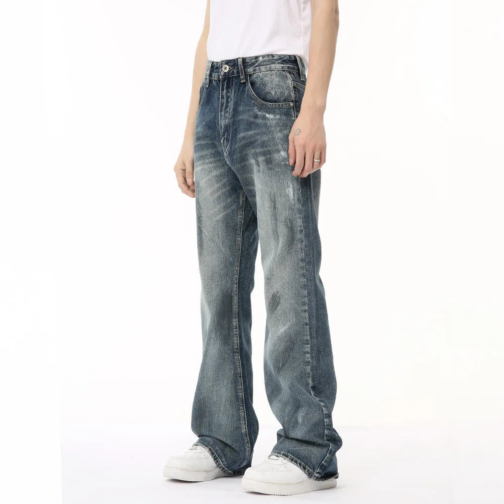 Elevate Your Summer Wardrobe with Our Vintage Distressed Tonal Wash Boot Cut Denim Jeans for Men