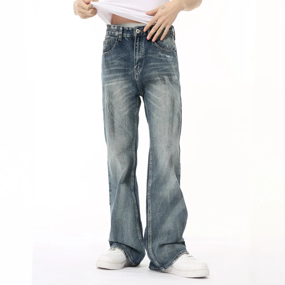 Elevate Your Summer Wardrobe with Our Vintage Distressed Tonal Wash Boot Cut Denim Jeans for Men
