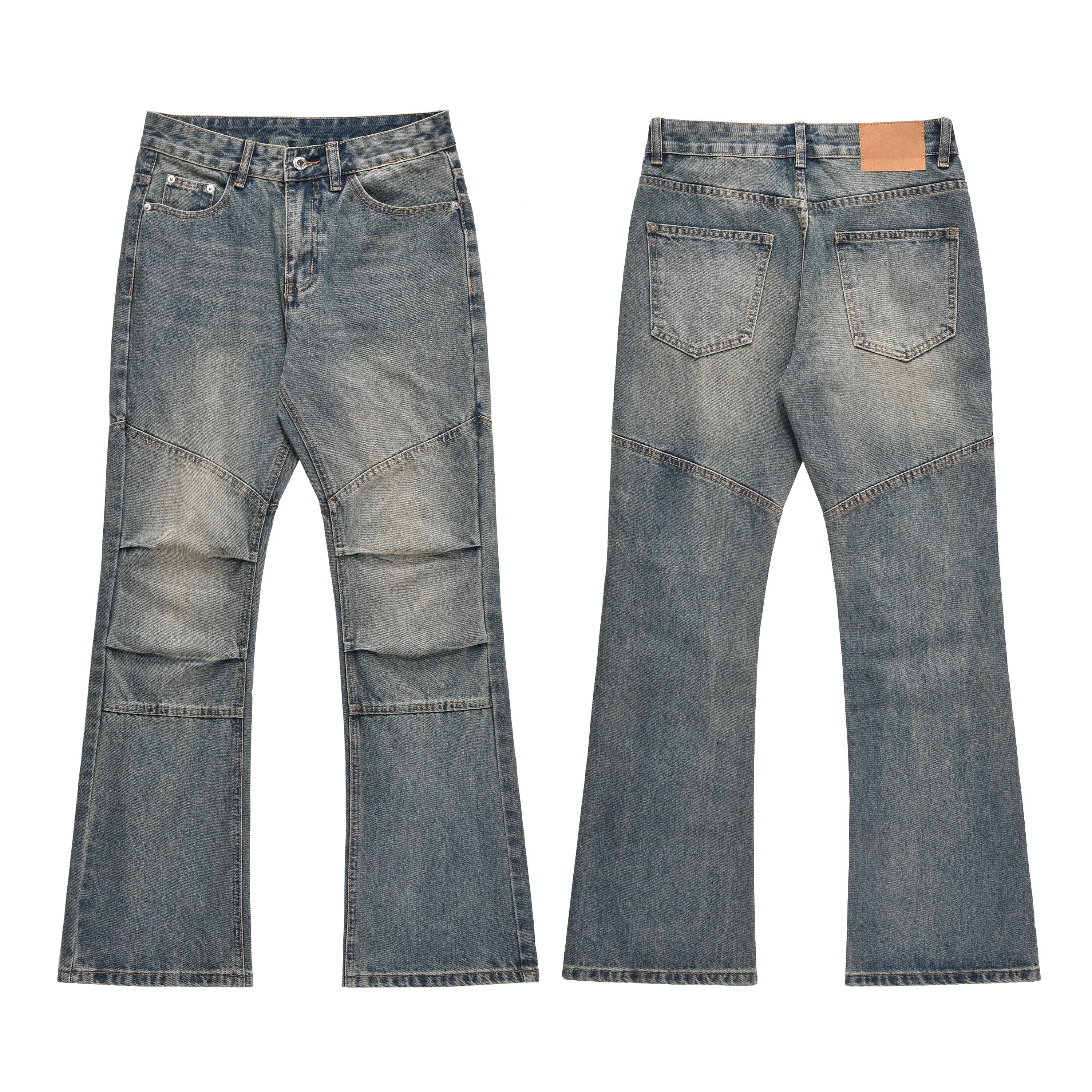 Elevate Your Style with Our High-Quality Washed Bootcut Whisker Denim Pants – Vintage Fashion Meets Casual Comfort for Every Occasion!