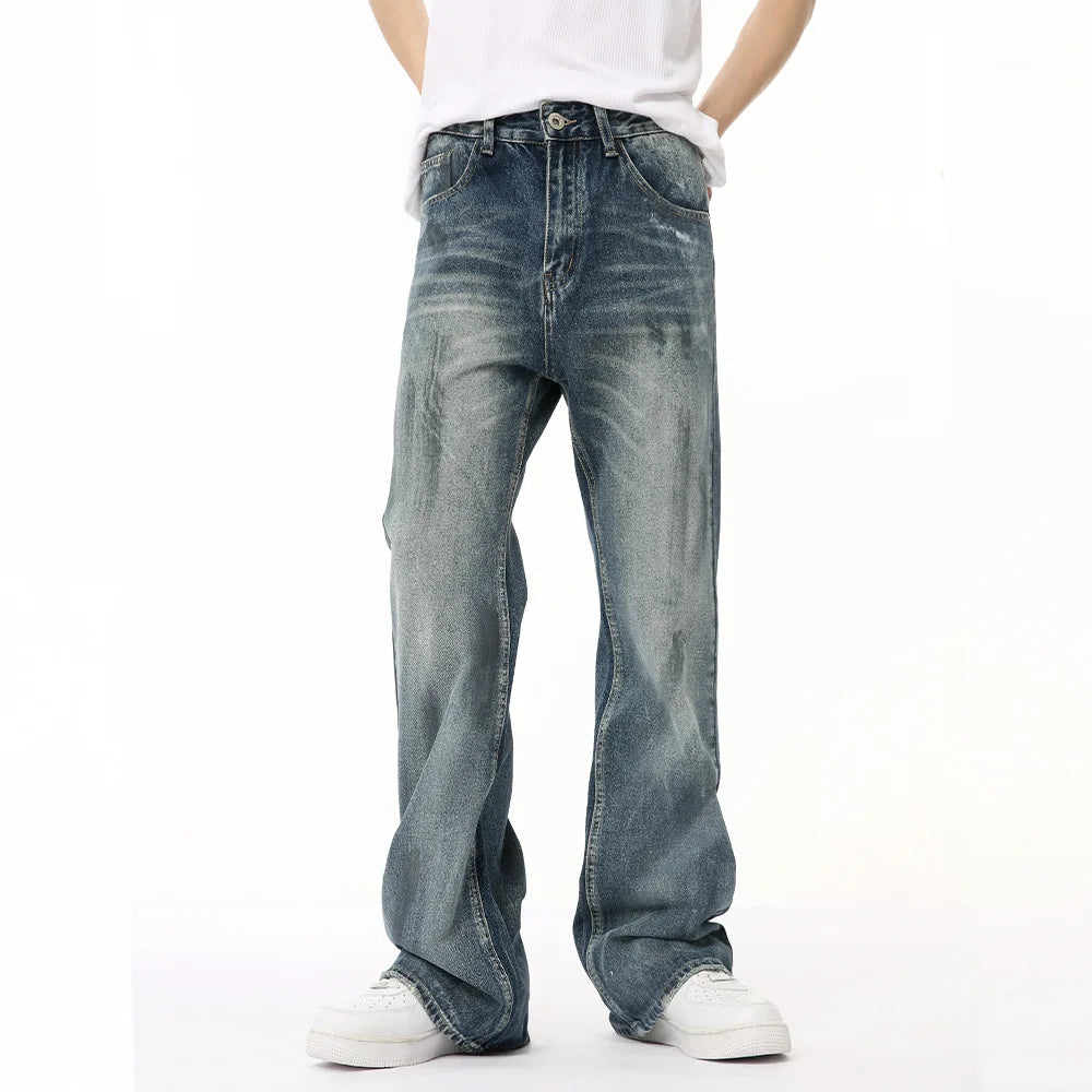 Elevate Your Summer Wardrobe with Our Vintage Distressed Tonal Wash Boot Cut Denim Jeans for Men